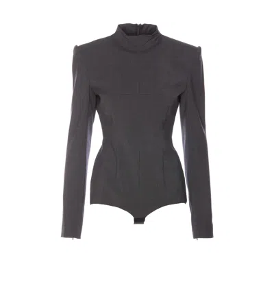 SPORTMAX GREY WOOL GIUDA BODYSUIT