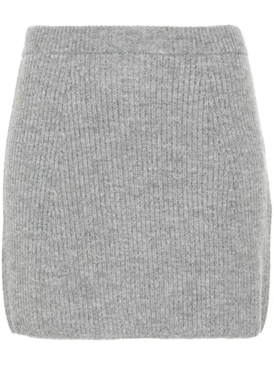 SPORTMAX GREY WOOL KNITTED SKIRT