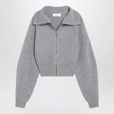 Sportmax Grey Zip-up Cardigan In Wool And Cashmere In Gray