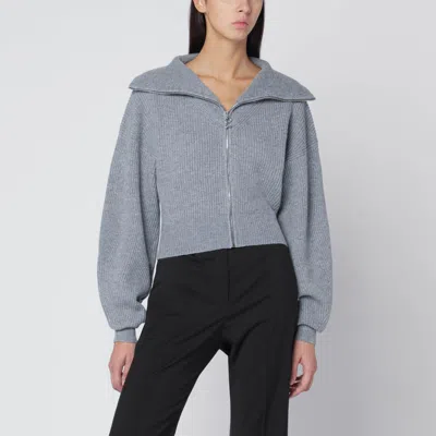 Sportmax Grey Zip-up Cardigan In Wool And Cashmere In Gray