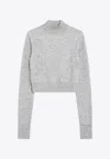 Sportmax Cropped Cashmere Sweater With Ribbed Cuffs And Hem In Gray