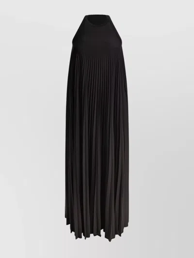 Sportmax Halter Neck Open Back Pleated Design Dress In Black