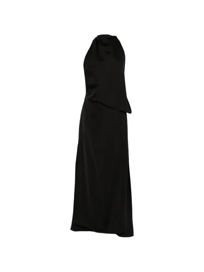 Sportmax Halterneck Layered Maxi Dress In Black