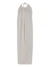 Sportmax Sleeveless Long Viscose Dress With Gathered Neckline And Open Back In White