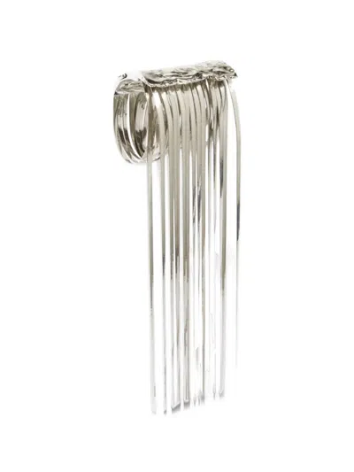 Sportmax Hammered Fringe-detail Bracelet In Metallic