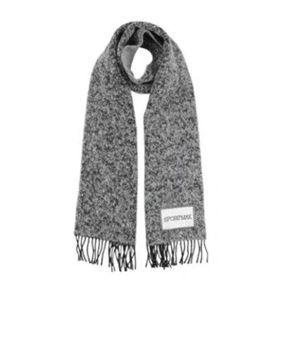 Sportmax Heathered Grey Fringed Scarf In Gray