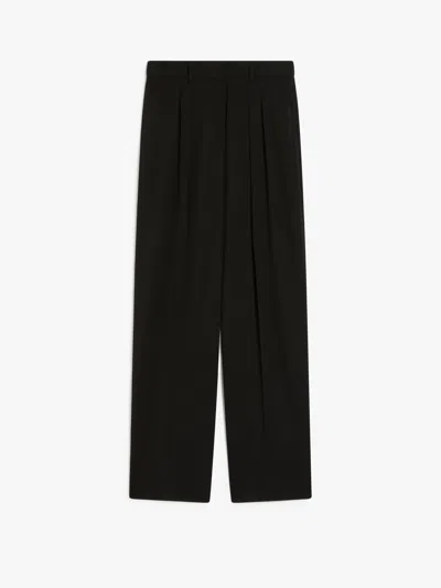 Sportmax Pleated Grain De Poudre Wide-leg Pants In Black