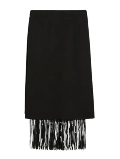 Sportmax Hiberis Fringed Midi Skirt In Black