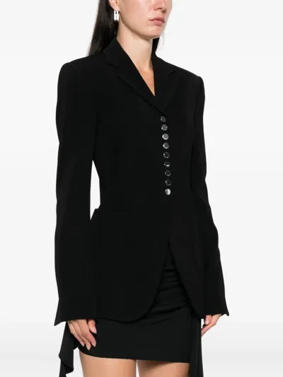 Sportmax Tailored Blazer With Notched Lapel And Metallic Buttons In Black