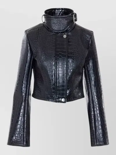 Sportmax High Collar Long Sleeves Cropped Jacket In Blue