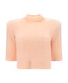 Sportmax High-neck Cropped Knit Top In Pink