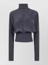 Sportmax High Neck Long Sleeve Ribbed Top In Blue