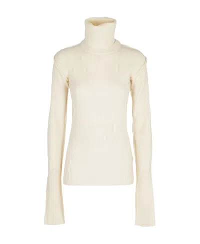 Sportmax High-neck Long-sleeved Sweater In Nude