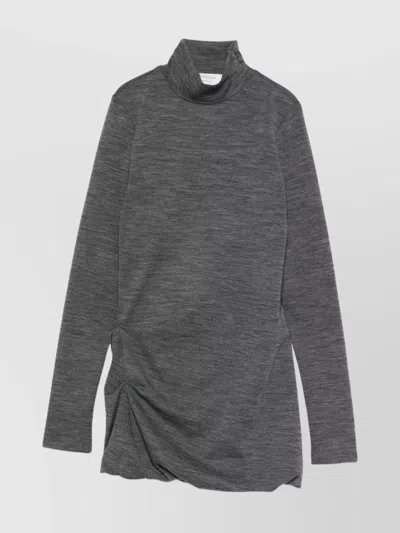 Sportmax High-neck Mini Dress Puffed Hem In Gray