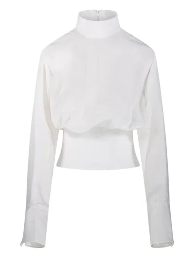 Sportmax High-neck Ribbed-waist Top In White