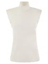 Sportmax High-necked Sleeveless Top In Cann In Bianco