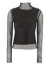 Sportmax Sheer Mesh Overlay Crewneck Knitwear In Black