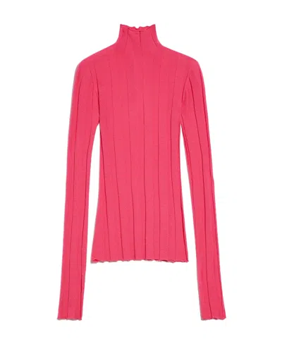 Sportmax High-neck Wide-ribbed Top In Red