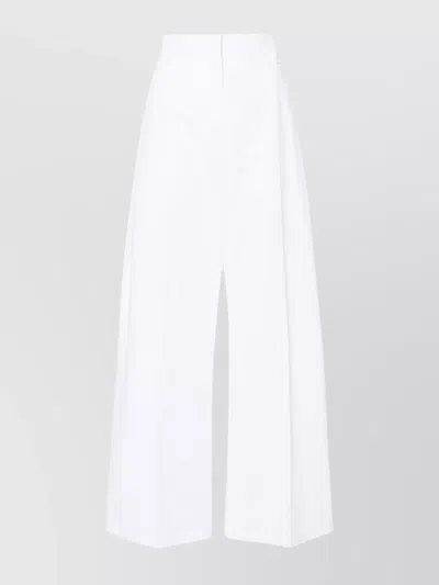 Sportmax High-rise Cotton Trousers With Wide-leg Design In White
