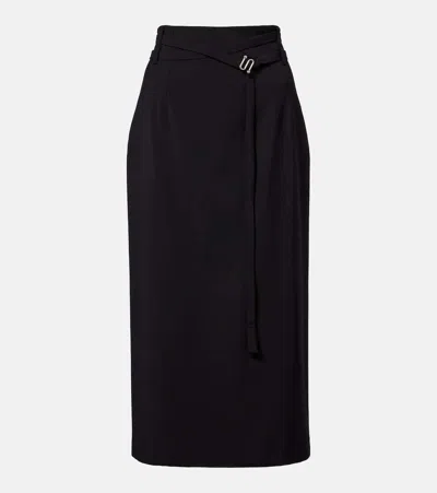 Sportmax High-rise Virgin Wool Midi Skirt In Black