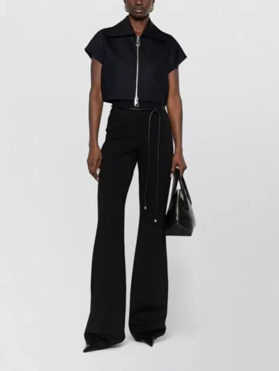 Sportmax High Waist Flared Floor Length Trousers Belt Loops In Black