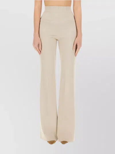 Sportmax High Waist Flared Trousers With Back Pockets In Neutral