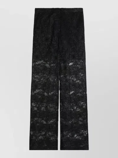 Sportmax Lace Overlay Sheer Pants Elastic Waistband In Black