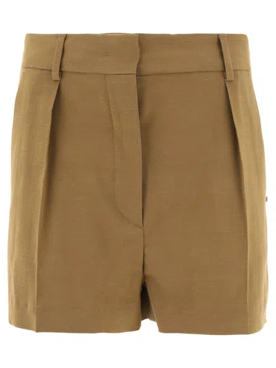 Sportmax High Waist Pleated Shorts In Brown
