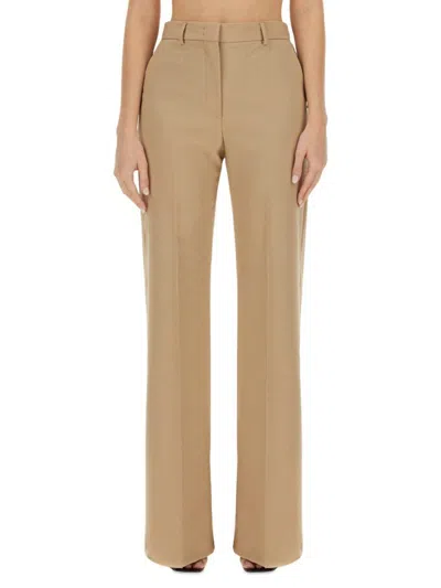 Sportmax High Waist Straight Leg Pants In Beige