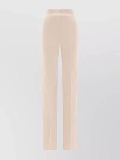 Sportmax High Waist Straight Leg Trousers With Back Pockets In Neutral