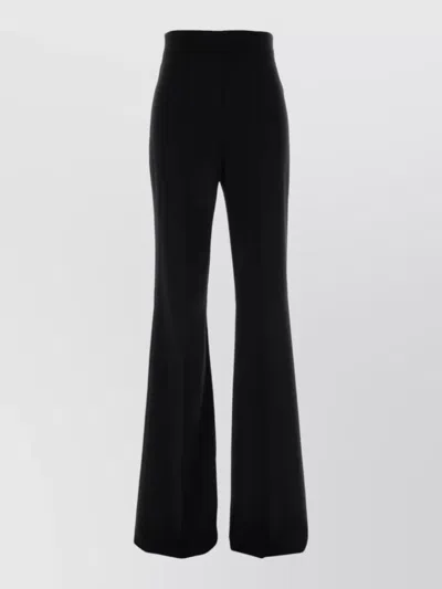 Sportmax High Waist Stretch Nylon Flared Trousers In Black