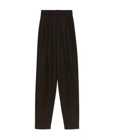Sportmax High-waist Virgin Wool Trousers In Black