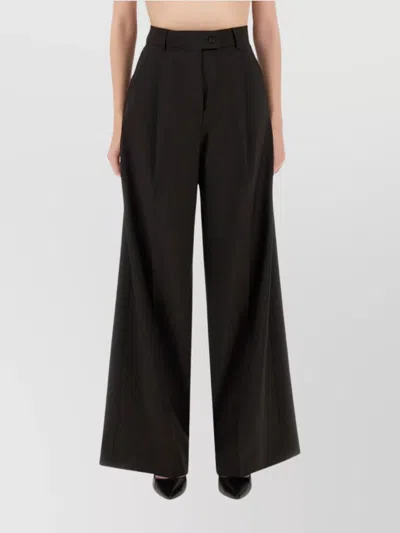 Sportmax High Waist Wide Leg Trousers With Pockets In Brown