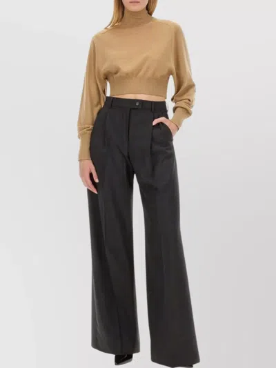 Sportmax High Waist Wide Leg Trousers With Pockets In Black