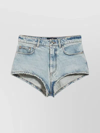 Sportmax High-waisted Authentic Denim Micro Shorts In Blue