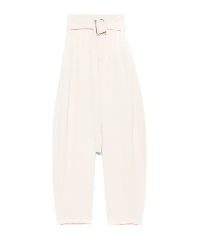 Sportmax High-waisted Casual Pants In Beige