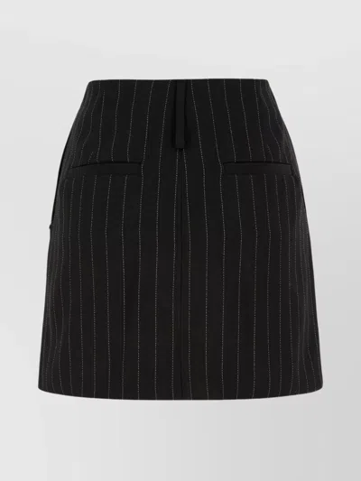 Sportmax High-waisted Pinstripe Mini Skirt With Front Pockets In Black