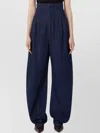 Sportmax High-waisted Wide-leg Trousers Featuring Pockets In Blue
