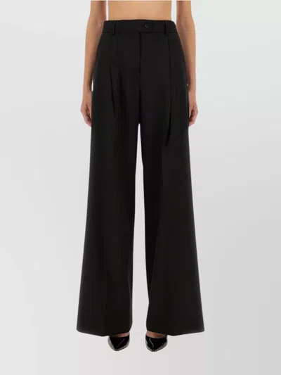 Sportmax High-waisted Wide-leg Trousers Pleated Front In Black