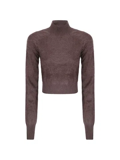Sportmax High-neck Cashmere Sweater In Brown