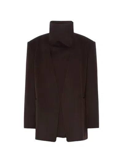 Sportmax High-neck Virgin Wool Jacket In Brown