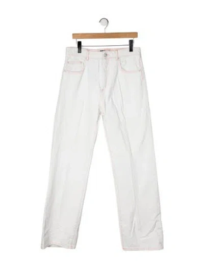 Pre-owned Sportmax High-rise Straight Leg Jeans In White