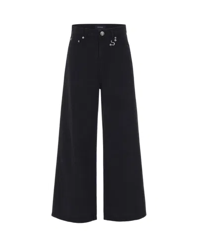 Sportmax High-rise Wide-leg Jeans In Nero Tinto In Capo