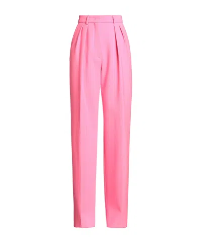 Sportmax High-waisted Cropped Slim-fit Tailored Trousers In Pink