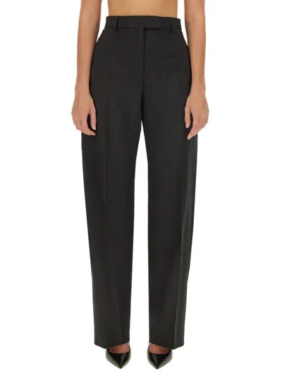 Sportmax High-waisted Straight-leg Virgin Wool Pants In Black