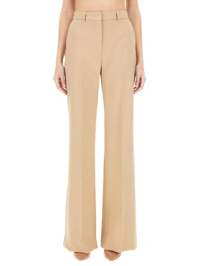 Sportmax High-waisted Wide-leg Pants With Clean Front Design In Brown