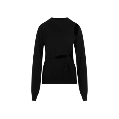 Sportmax Holiday Cutout Black Virgin Wool Pullover