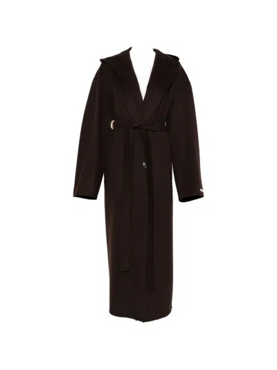 Sportmax Hooded Belted Coat In Brown