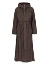 Sportmax Hooded Belted Trench Coat In Brown