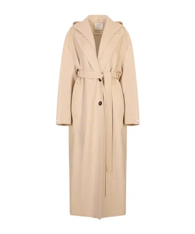 SPORTMAX HOODED BELTED WOOL COAT